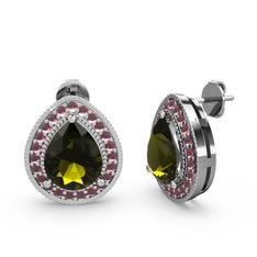 Esinti Küpe - Peridot ve kök yakut 925 ayar gümüş küpe #1ag4c6o