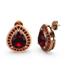 Garnet 14 ayar rose altın küpe