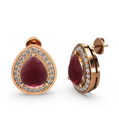Esinti Küpe - Kök yakut ve swarovski 925 ayar rose altın kaplama gümüş küpe #1dcpg2z