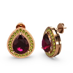 Esinti Küpe - Rodolit garnet ve peridot 14 ayar rose altın küpe #1ey3ehg
