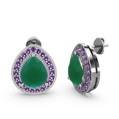 Esinti Küpe - Kök zümrüt ve ametist 8 ayar beyaz altın küpe #1fwziho