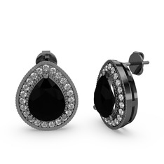 Esinti Küpe - Siyah zirkon ve swarovski 925 ayar siyah rodyum kaplama gümüş küpe #1h6z3vv