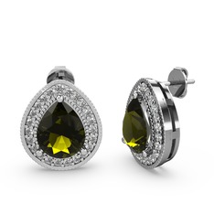 Esinti Küpe - Peridot ve swarovski 18 ayar beyaz altın küpe #1j3ck6o