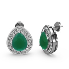 Esinti Küpe - Kök zümrüt ve swarovski 18 ayar beyaz altın küpe #1ja1yy5