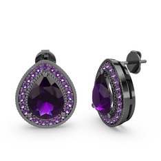 Esinti Küpe - Ametist 925 ayar siyah rodyum kaplama gümüş küpe #1jtaqsu