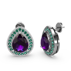 Esinti Küpe - Ametist ve yeşil kuvars 8 ayar beyaz altın küpe #1jymo5a