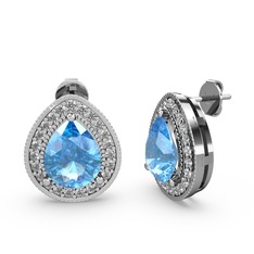 Esinti Küpe - Akuamarin ve swarovski 14 ayar beyaz altın küpe #1ljt0o0