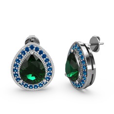 Esinti Küpe - Yeşil kuvars ve lab safir 925 ayar gümüş küpe #1m4pf1v