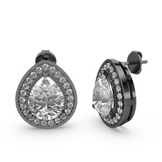 Esinti Küpe - Swarovski ve beyaz zirkon 925 ayar siyah rodyum kaplama gümüş küpe #1n2wa6x
