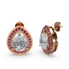 Esinti Küpe - Swarovski ve rodolit garnet 925 ayar rose altın kaplama gümüş küpe #1n5jo5v