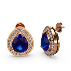 Esinti Küpe - Lab safir ve swarovski 14 ayar rose altın küpe #1oq8s9b