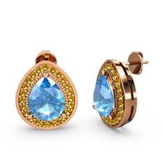 Esinti Küpe - Akuamarin ve sitrin 925 ayar rose altın kaplama gümüş küpe #1rmzh1y