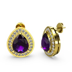 Esinti Küpe - Ametist ve swarovski 18 ayar altın küpe #1sdcgu0