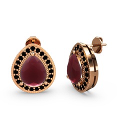 Esinti Küpe - Kök yakut ve siyah zirkon 18 ayar rose altın küpe #1u2xgcm