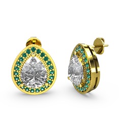 Esinti Küpe - Swarovski ve yeşil kuvars 14 ayar altın küpe #1v98jsh