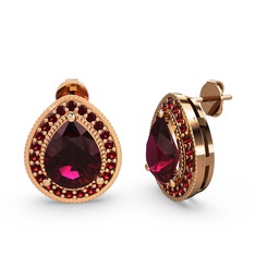 Rodolit garnet ve garnet 14 ayar rose altın küpe