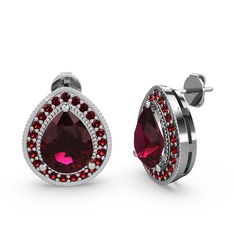 Esinti Küpe - Rodolit garnet ve garnet 8 ayar beyaz altın küpe #1vzgkq1