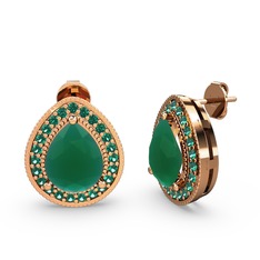 Esinti Küpe - Kök zümrüt ve yeşil kuvars 8 ayar rose altın küpe #1xlrtdc