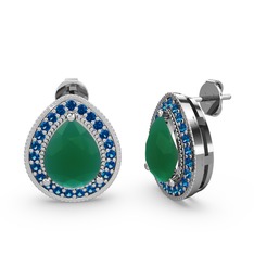 Esinti Küpe - Kök zümrüt ve lab safir 8 ayar beyaz altın küpe #1yq9708