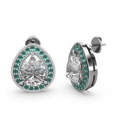Swarovski ve kök zümrüt 925 ayar gümüş küpe