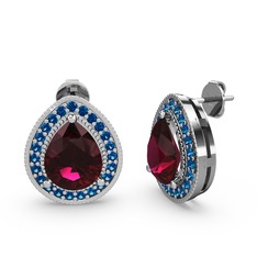 Esinti Küpe - Rodolit garnet ve lab safir 8 ayar beyaz altın küpe #2icwkl