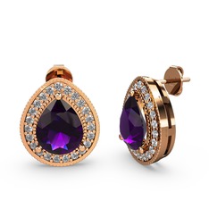 Esinti Küpe - Ametist ve swarovski 18 ayar rose altın küpe #2rwov