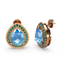 Esinti Küpe - Akuamarin ve yeşil kuvars 925 ayar rose altın kaplama gümüş küpe #3l1gwz