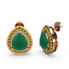 Esinti Küpe - Kök zümrüt ve peridot 925 ayar rose altın kaplama gümüş küpe #62n3uf