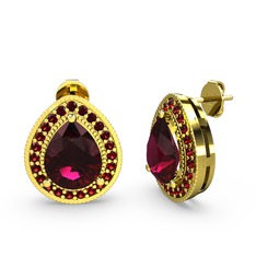 Esinti Küpe - Rodolit garnet ve garnet 14 ayar altın küpe #7i5osl