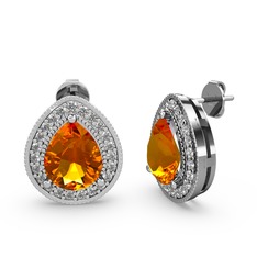 Esinti Küpe - Sitrin ve swarovski 8 ayar beyaz altın küpe #7jbnvm