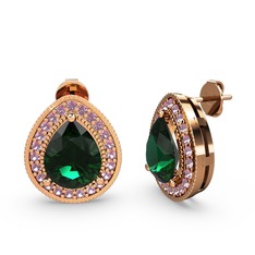 Esinti Küpe - Yeşil kuvars ve pembe kuvars 14 ayar rose altın küpe #7ng8jf