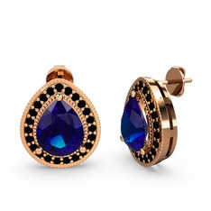 Esinti Küpe - Lab safir ve siyah zirkon 18 ayar rose altın küpe #7wca8x