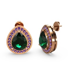 Esinti Küpe - Yeşil kuvars ve ametist 14 ayar rose altın küpe #ampk32