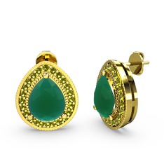 Esinti Küpe - Kök zümrüt ve peridot 8 ayar altın küpe #dcahfq