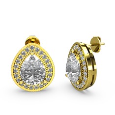 Esinti Küpe - Swarovski ve beyaz zirkon 925 ayar altın kaplama gümüş küpe #e8sala