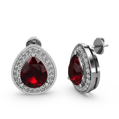 Garnet ve swarovski 925 ayar gümüş küpe