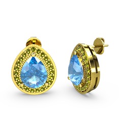 Esinti Küpe - Akuamarin ve peridot 14 ayar altın küpe #fm332j