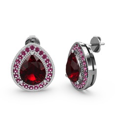 Garnet ve rodolit garnet 14 ayar beyaz altın küpe