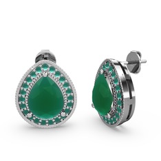 Esinti Küpe - Kök zümrüt 18 ayar beyaz altın küpe #ilct1s