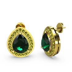 Esinti Küpe - Yeşil kuvars ve peridot 18 ayar altın küpe #ionf4o