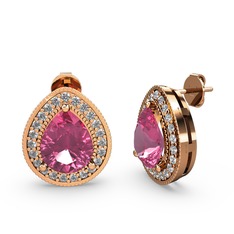 Esinti Küpe - Pembe kuvars ve swarovski 14 ayar rose altın küpe #lgb0p8