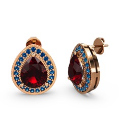 Esinti Küpe - Garnet ve lab safir 14 ayar rose altın küpe #oejhox