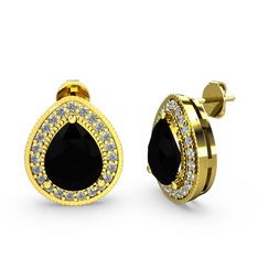 Esinti Küpe - Siyah zirkon ve swarovski 925 ayar altın kaplama gümüş küpe #ofkr58
