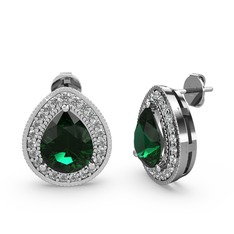 Esinti Küpe - Yeşil kuvars ve swarovski 18 ayar beyaz altın küpe #pu0m86