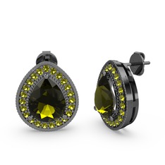 Esinti Küpe - Peridot 925 ayar siyah rodyum kaplama gümüş küpe #rk1xoc