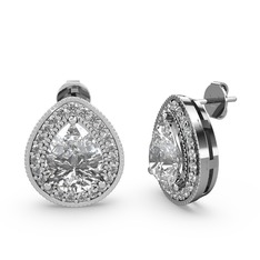 Beyaz zirkon ve swarovski 18 ayar beyaz altın küpe