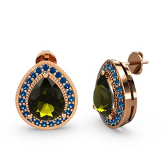 Esinti Küpe - Peridot ve lab safir 8 ayar rose altın küpe #se62ov