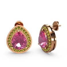 Esinti Küpe - Pembe kuvars ve peridot 925 ayar rose altın kaplama gümüş küpe #vhyut6