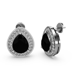 Esinti Küpe - Siyah zirkon ve swarovski 18 ayar beyaz altın küpe #vy3k4v