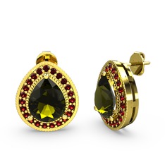 Esinti Küpe - Peridot ve garnet 8 ayar altın küpe #wa0b3z
